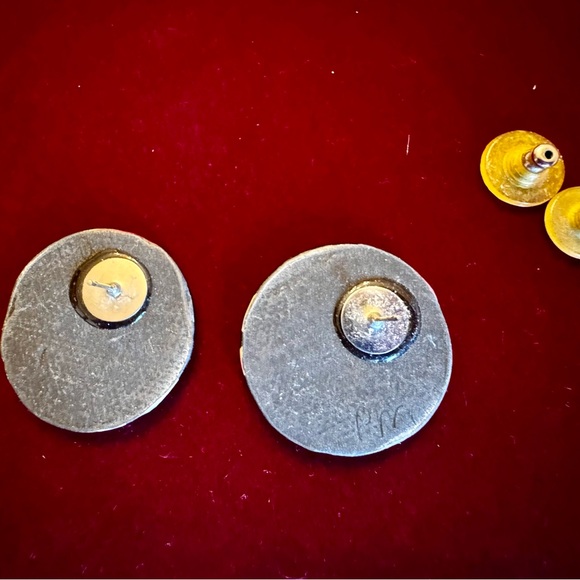 Southwestern Inspired Vintage Handcrafted Geometric Design Post Earrings - Picture 6 of 6